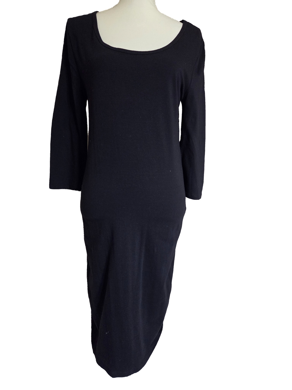 Black Scoop Neck Midi Dress